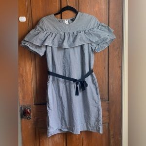J. Crew Gingham Ruffle Tie Waist Dress Size 4